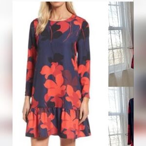 Halogen Red And Navy Floral Dress